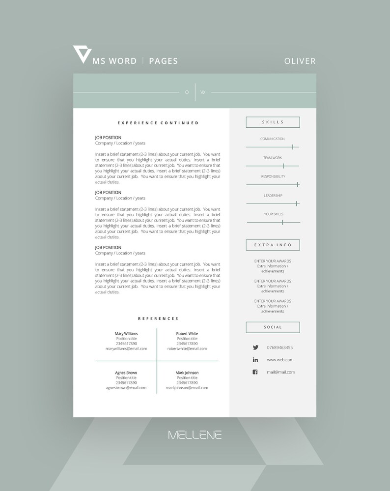 Pages Resume Template CV Template for MS Word Cover Letter - Etsy Canada