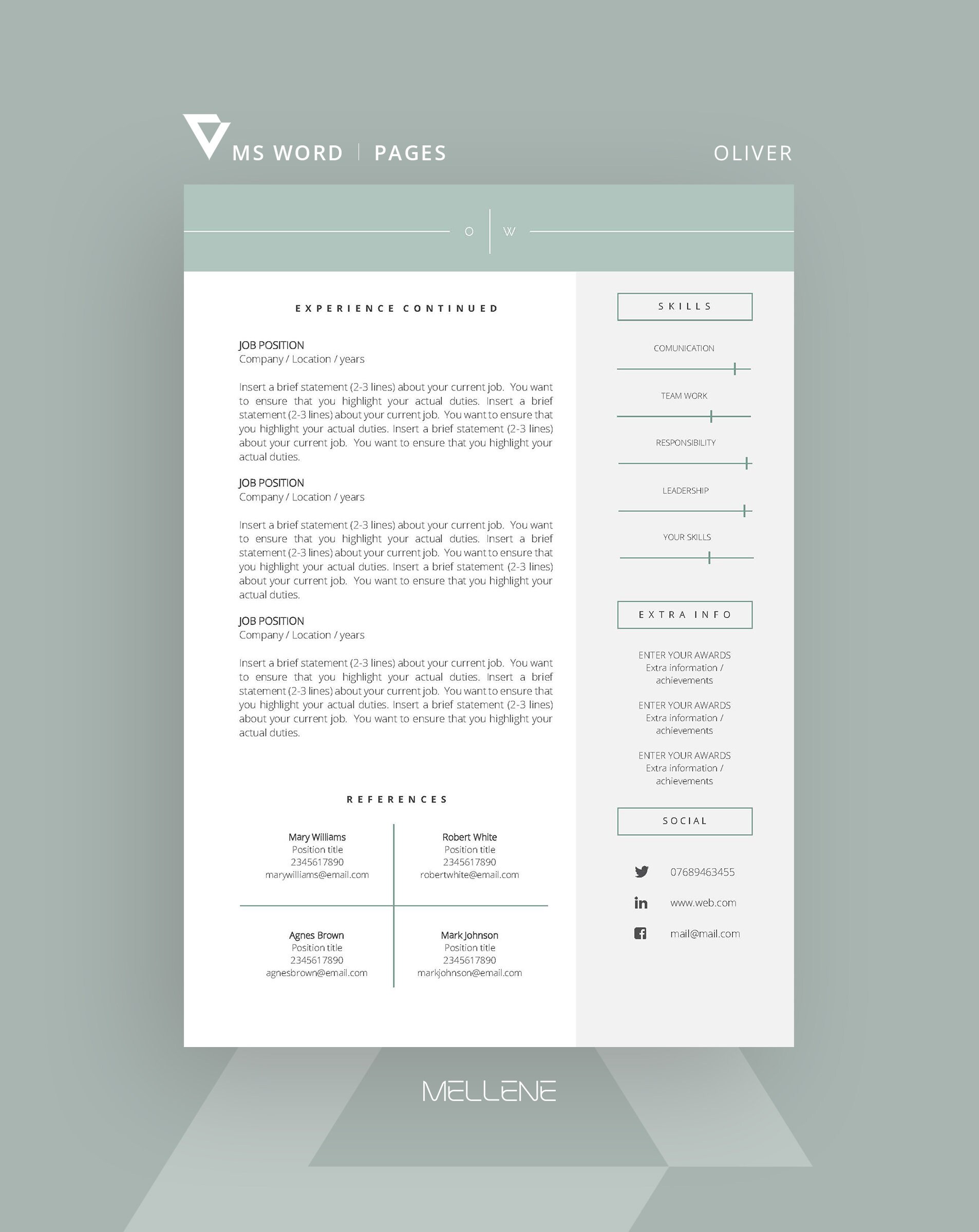 Pages Resume Template CV Template for MS Word Cover Letter - Etsy Canada