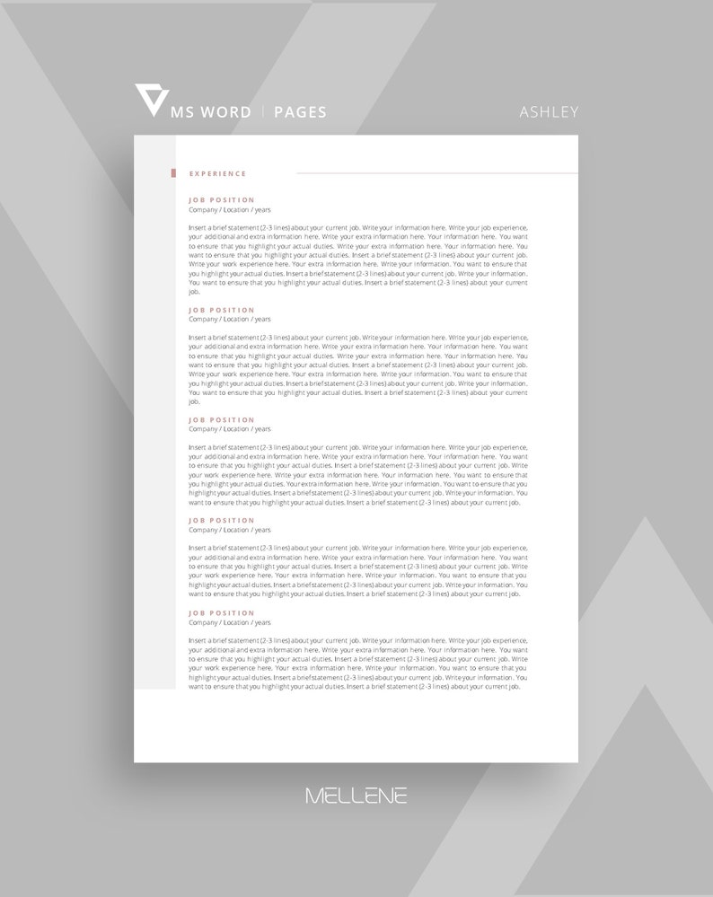 Pages Resume Template. CV Template for Word With Photo + Cover Letter ...