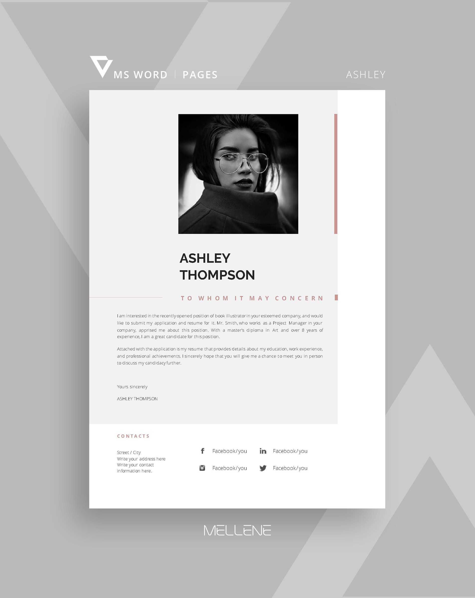 Pages Resume Template. CV Template for Word With Photo + Cover Letter ...