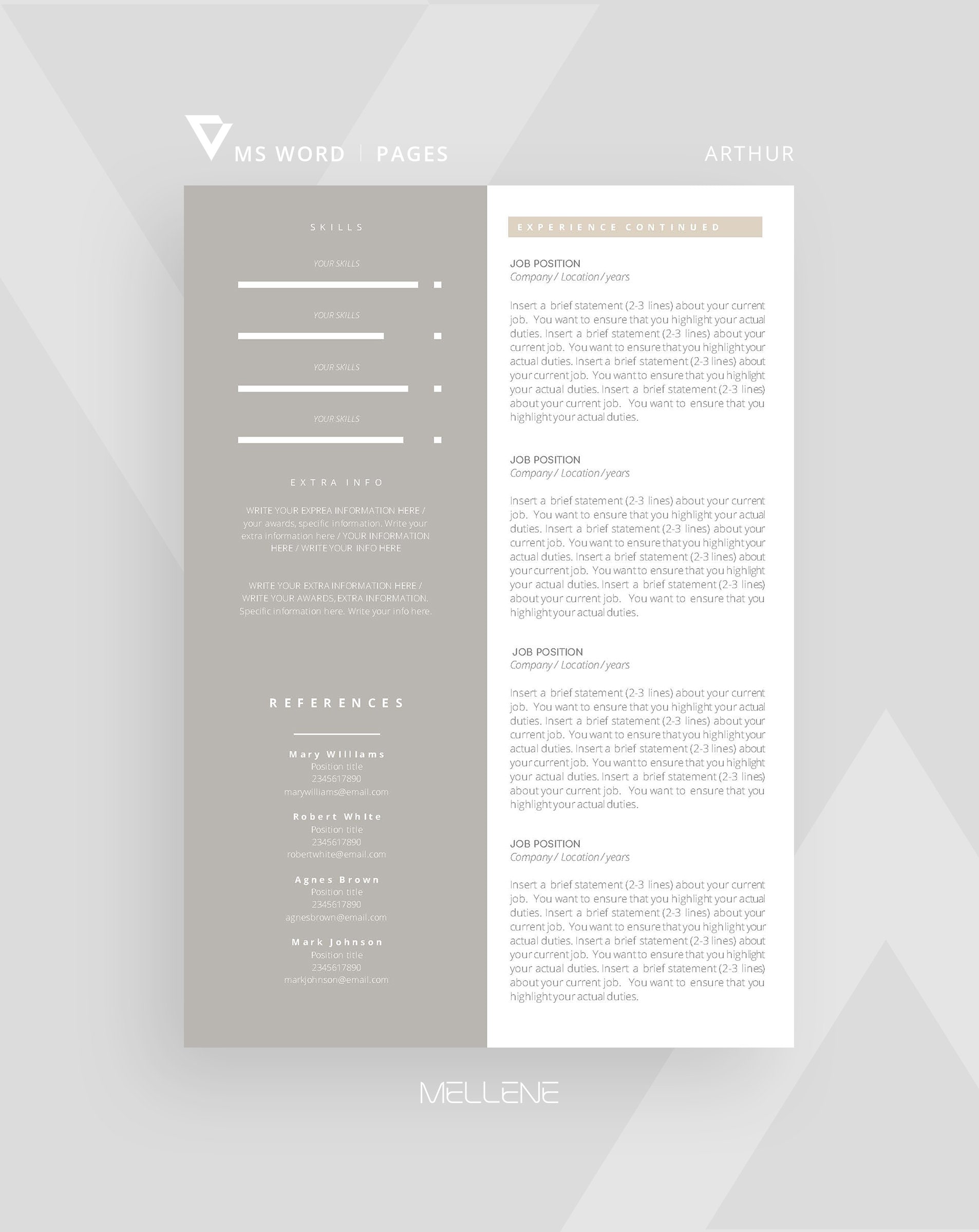 Pages Resume Template CV for MS Word Cover Letter / Instant - Etsy UK