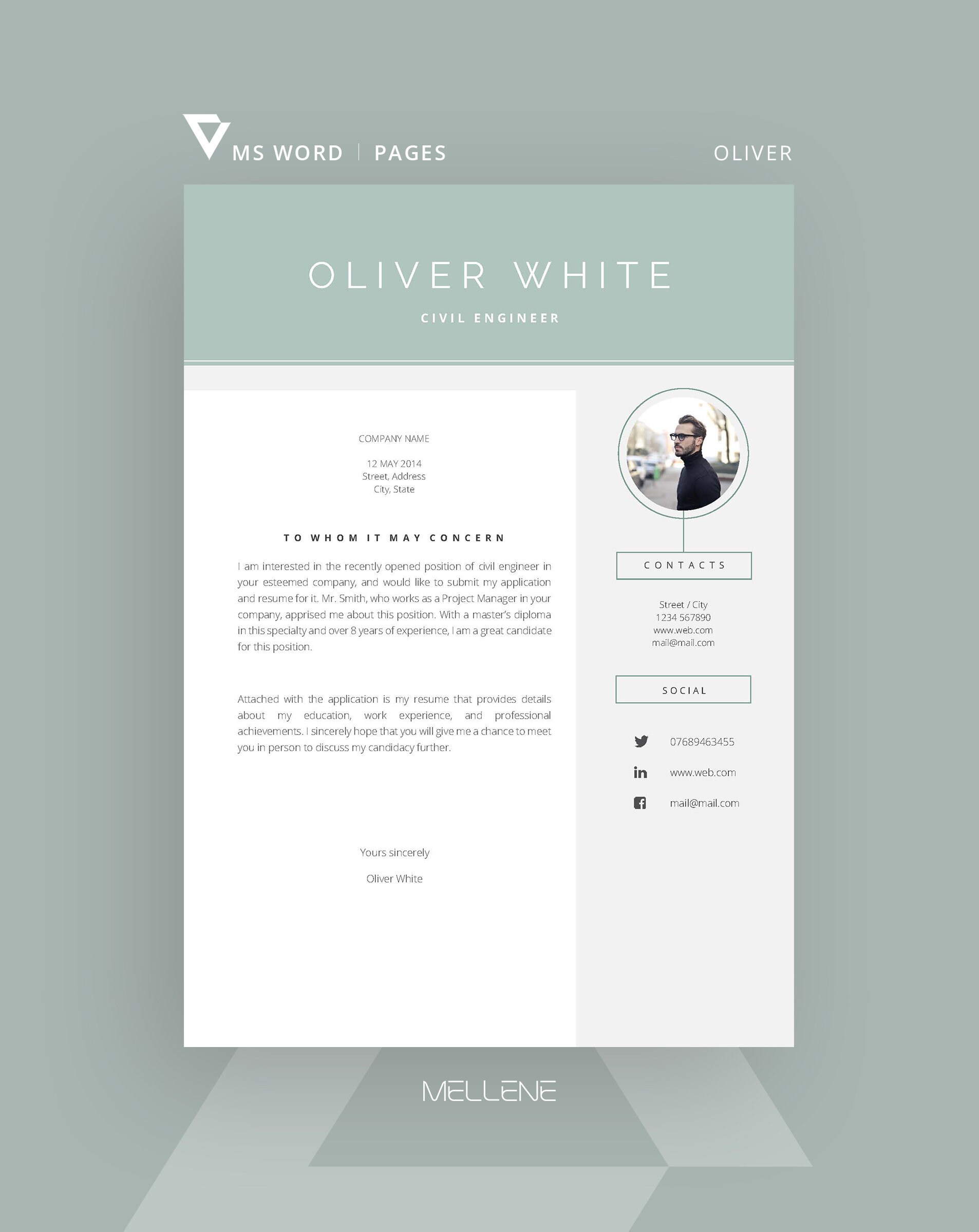Pages Resume Template CV Template for MS Word Cover Letter - Etsy Canada