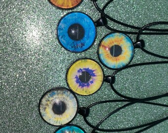 Colliers globe oculaire, cabochon, pendentif, collier, chaîne de cire, yeux, pendentif noir, lunette noire