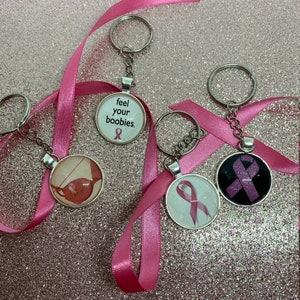 Breast Cancer Awareness Keychains, Silver, Pink, Pink Ribbon, Boobies, Save the Tatas, Making Strides