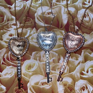 Custom photo Keychain or necklace, Key to my Heart, Loved one, Family, Pet, Photo Keychain, Photo Necklace, valentine&#39;s day gift