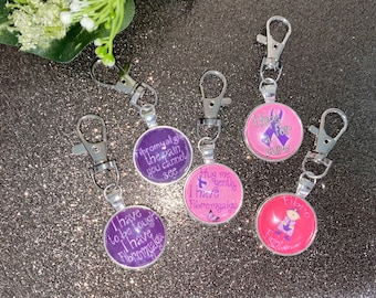 Porte-clés de sensibilisation à la fibromyalgie, argent, fibre, ruban violet, violet