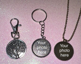 Porte-clé ou collier photo personnalisé, arbre de vie, être cher, famille, animal de compagnie, porte-clé photo, collier photo, cadeau de Saint-Valentin
