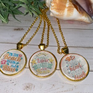 Coastal necklaces, Pendant, Necklace with chain,Beach,Beach mode,Beach Quotes,Sand,Shells,Sea Life,Salt Life,Ocean,Better at the Beach