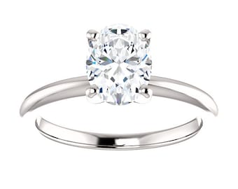 8x6 mm Oval Forever One DEF Colorless Moissanite Engagement Solitaire Ring - Platinum available - 1 carat oval solitaire ring