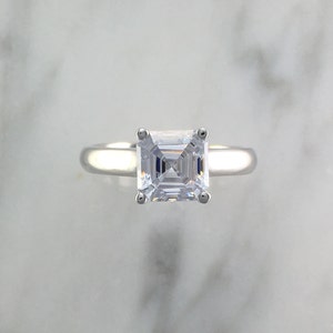 Princess Cut Diamond Solitaire Engagement Ring 6.5mm to 7mm Stone 14K White Gold or Platinum Affordable Engagement Setting image 3