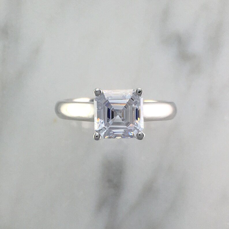 Princess Cut Diamond Solitaire Engagement Ring 6.5mm to 7mm Stone 14K White Gold or Platinum Affordable Engagement Setting image 3