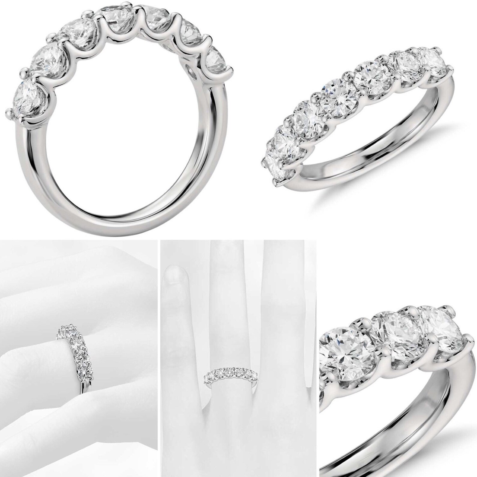 14K White Gold 7 Stone Diamond Anniversary Band 124207C