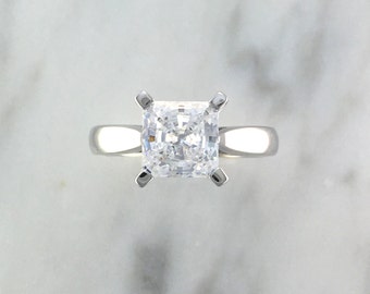 Princess Cut Diamond Solitaire Engagement  Ring  6 5mm to 7mm