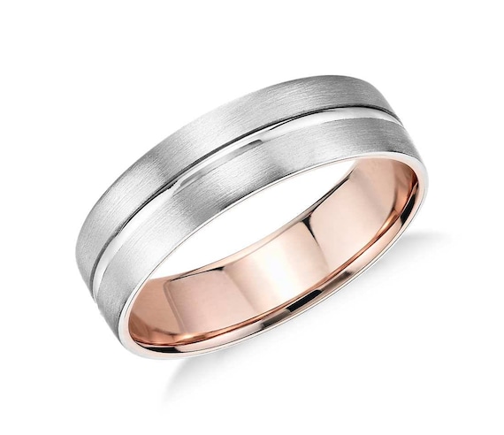 Men's Matte Inlay Wedding Ring 6mm Wide Wedding Ring | Etsy