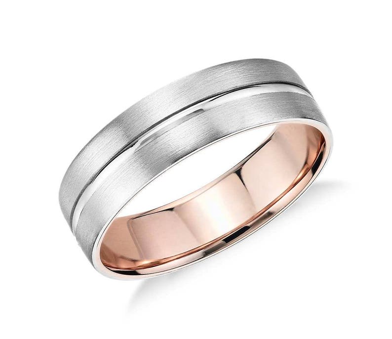 Men's Matte Inlay Wedding Ring 6mm Wide Wedding Ring - Etsy