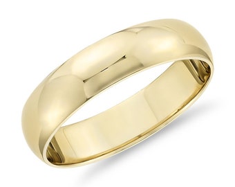 Men's Classic Mid Weight Wedding Ring in 14k Yellow Gold - High Polished Finish - Low Profile