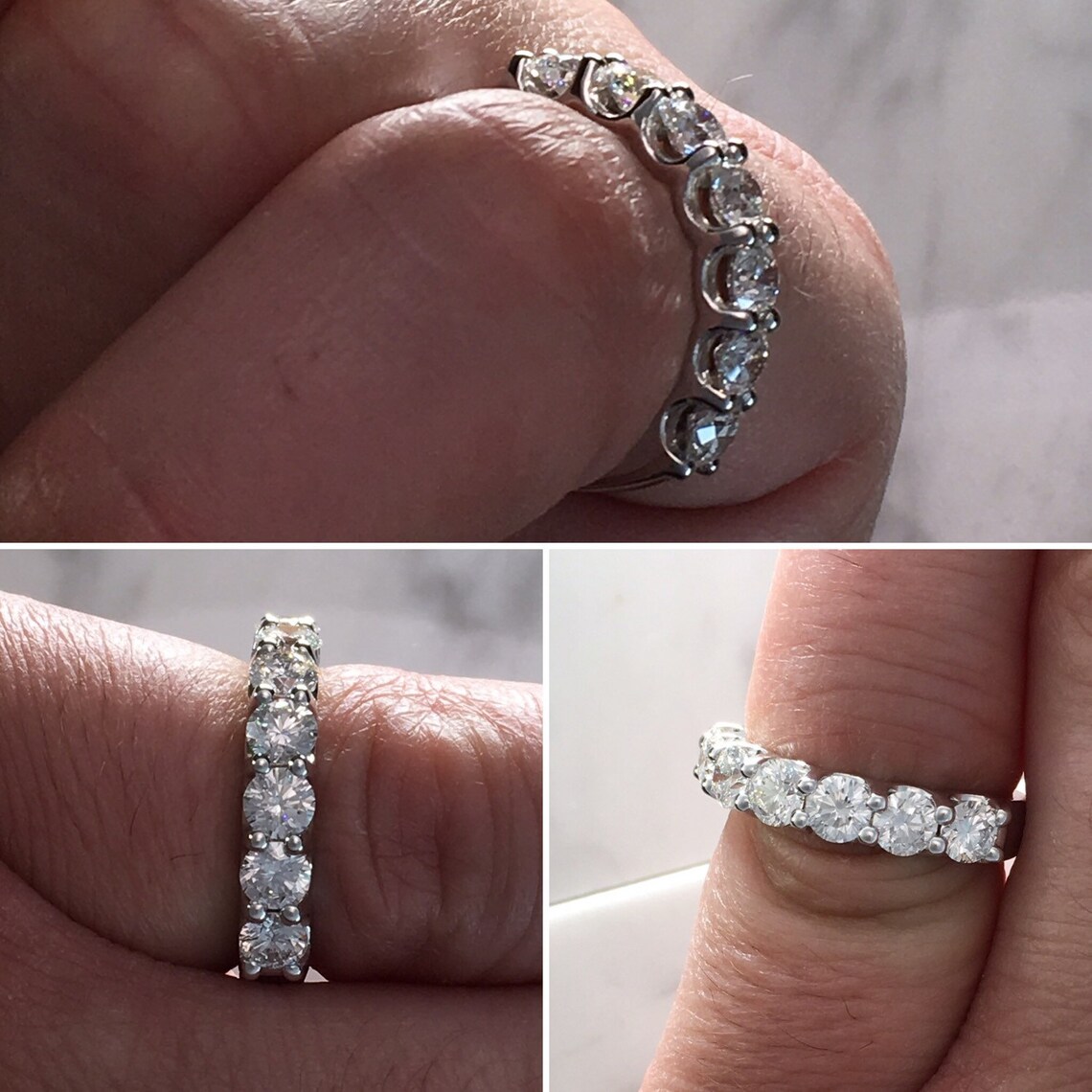 7 Seven Stone Diamond Anniversary Wedding Band White Gold Etsy