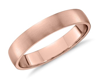 Men's Classic Mid Weight Wedding Ring in 14k Rose Gold - Matte Finish - Low Profile - 4mm 5mm 6mm 7mm