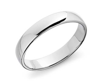 Classic Wedding Ring in Platinum - 4mm Wide - 14K Solid White or Rose Gold (4mm) - Classic Men's 4mm Wedding Band - Low Profile