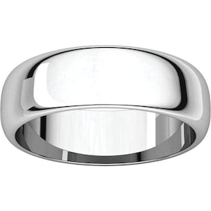 Men&#39;s Platinum 6mm Half Round Standard Fit Wedding Ring - Mens 6mm Wide Wedding Band - 14K 18K White Yellow Rose Gold or Platinum
