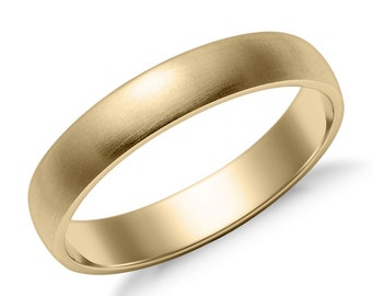 Men's Classic Mid Weight Wedding Ring in 14k Yellow Gold - Matte Brushed Finish - Low Profile - 4mm 5mm 6mm 7mm