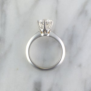 1.50 ct. Round Solitaire Engagement Ring - 6 Prong Cathedral Setting - 14K White Gold or Platinum - Bezel Ring