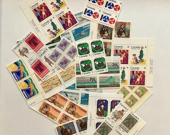 Canadian 1960, 1970, 1980, stamps, Canadian stamps, vintage postage stamps, block of stamps, old stamps, rare stamps, collector stamps