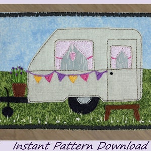 Modello da scaricare per cartolina trapuntata Summer Caravan