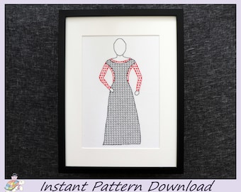 Medieval Dress Blackwork Pattern (Instant Download PDF Design)