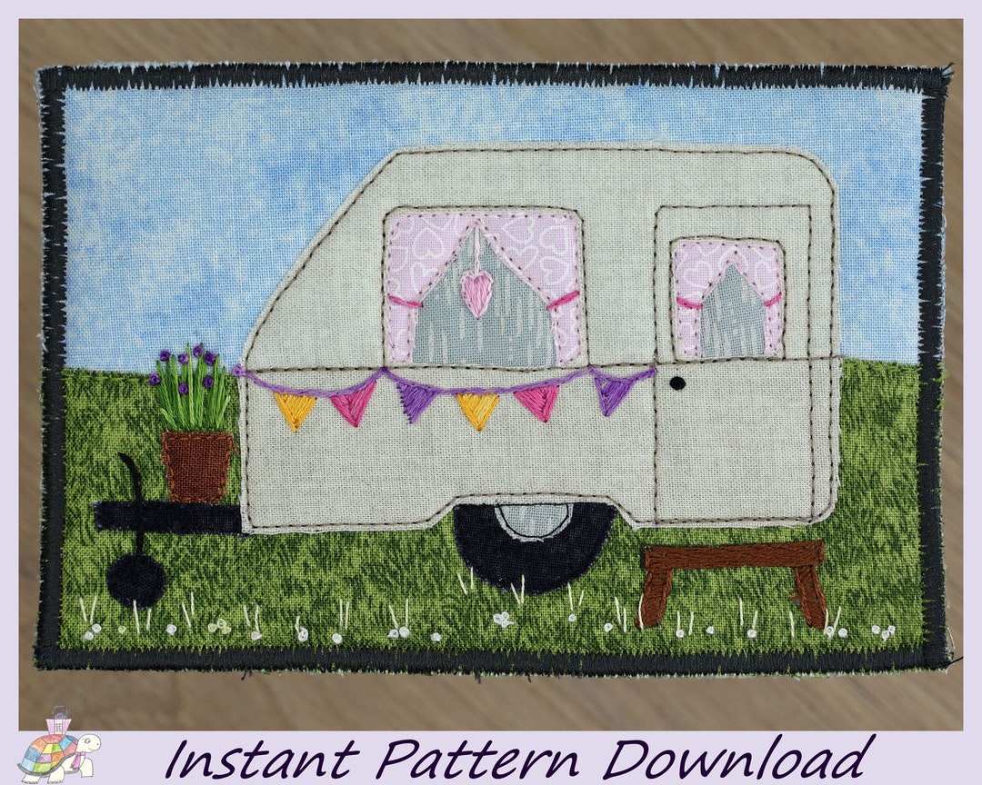 Caravan Cards Pattern Summer Caravan Quilted Postcard Download Pattern - Etsy UK