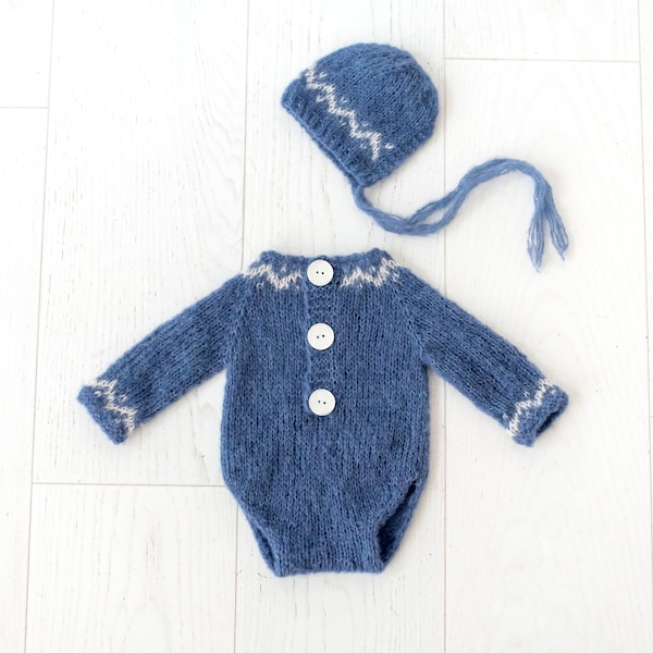 tenue nouveau-né hiver motif scandinave  - pyjama/body scandinave - béguin scandinave newbornprops