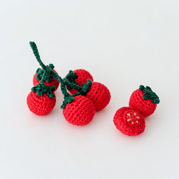 Tomates cerises - légumes au crochet - dînette - marchande- accessoire de cuisine pour enfants - jeux d'imitation