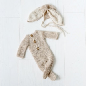 Newborn bunny hat - Newborn bunny bonnet - wrap - pajamas - newborn set