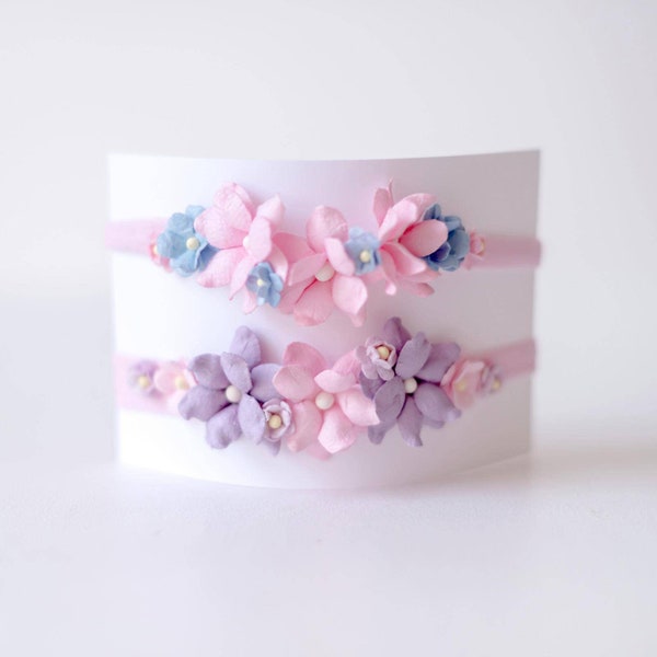 Headband fleur étoile - Bandeau fleuri  bébé ou newborn fleur