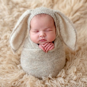 Newborn bunny hat - Newborn bunny beanie - wrap - newborn set