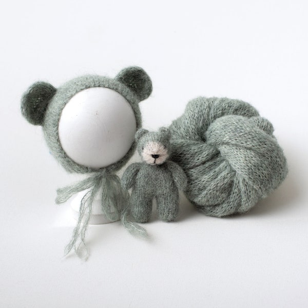 Ensemble ours nouveau-né - wrap - bonnet - doudou