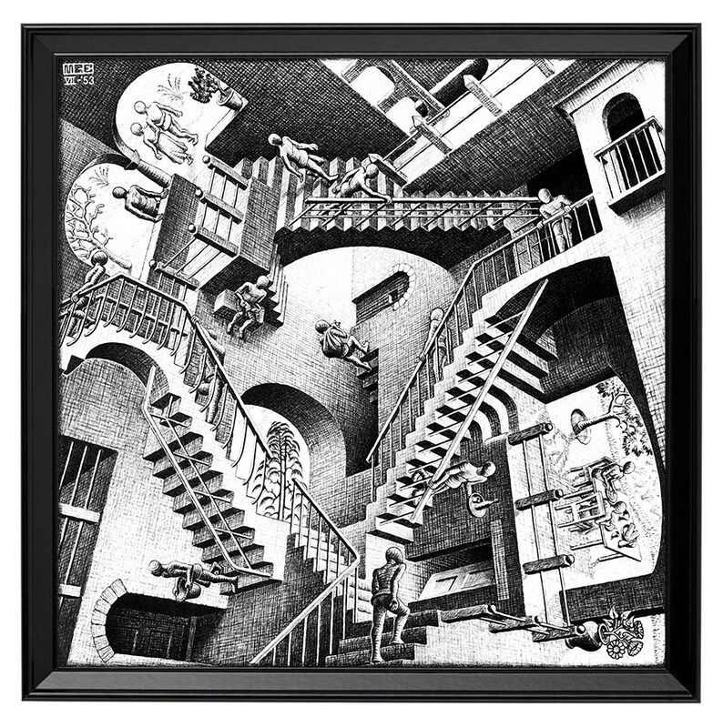 M.C. Escher relativity art poster reproduction canvas