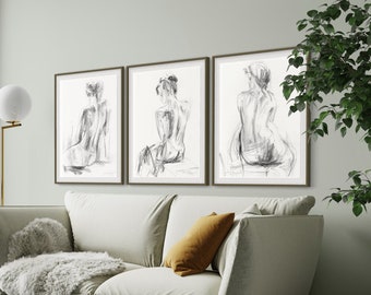 Set Of 3 Black and White Wall Art Prints for Bedroom, Living Room or Bathroom Decor by IvMarART Available in 5x7 - 24x36 Size