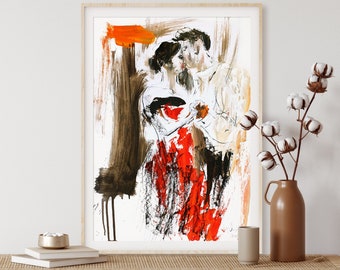 Couple Drawing, Dance Print, Couple Wall Art, Gift For Her, Abstract Print, Couple Print, Figurative Abstract, Fine art Print, Man and Woman