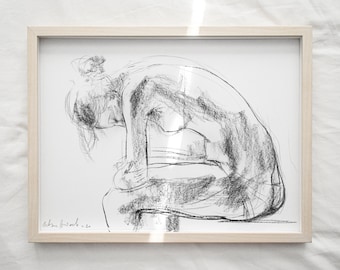 Sketch Art Print, Over Bed Wall Decor, Nude Woman Sketch, Black & White Print, Bedroom Wall Art, Interior Decor, Minimalist Art,Nude Figure