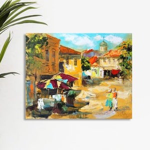 Impasto Oil Painting, Canvas Painting, Europe Colorful Painting, Europe Cityscape, Housewarming Gift, Europe Wall Art, Home Improvement