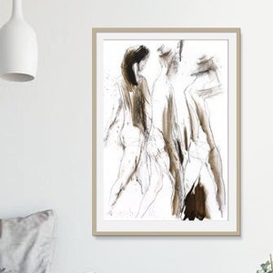 Wall Art Print, Abstract Drawing Print, Figurative Print, Charcoal Drawing, Women Print, Charcoal Sketch, Art Lover Gift, Entryway Decor
