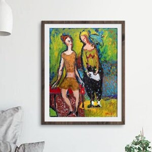 Woman print, Woman painting, Oil painting print, Modern wall art print, Colorful living room decor, Figure painting, Giclee fine art print image 1