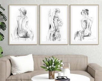 Wall Art Prints Set Of 3 Prints Black And White Prints Nude Wall Art Bedroom Wall Decor Charcoal Drawing Nude Woman Prints Body Print Wall Art Prints Set Of 3 Prints Black And White Prints Nude Wall Art Bedroom Wall Decor Charcoal Drawing Nude Woman Prints Body Print