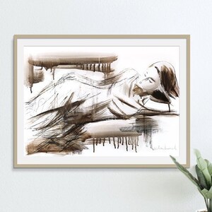 Charcoal sketch, Original Woman drawing, Mixed media graphic artwork, Figurative Wall art, Abstract Female Figure art sketch, Woman sketch