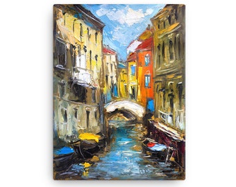 Oil Painting Print, Venice Print, Canvas Wall Art, Italy Painting, Canvas Print, Venice Wall Art, Venice Bridge, Gift For Her, Venice Decor
