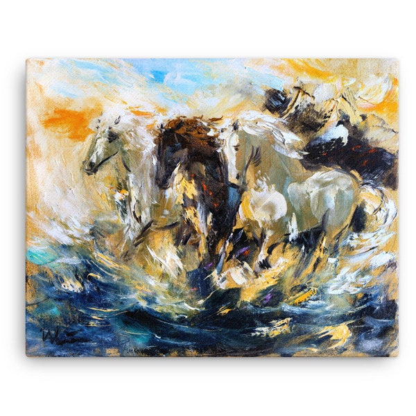 Large Horse Canvas Print, Horse Wall Art, Horse Painting, Oil Painting Print, Horse Artwork, Large Horse Print, Gift for Him Canvas Wall Art