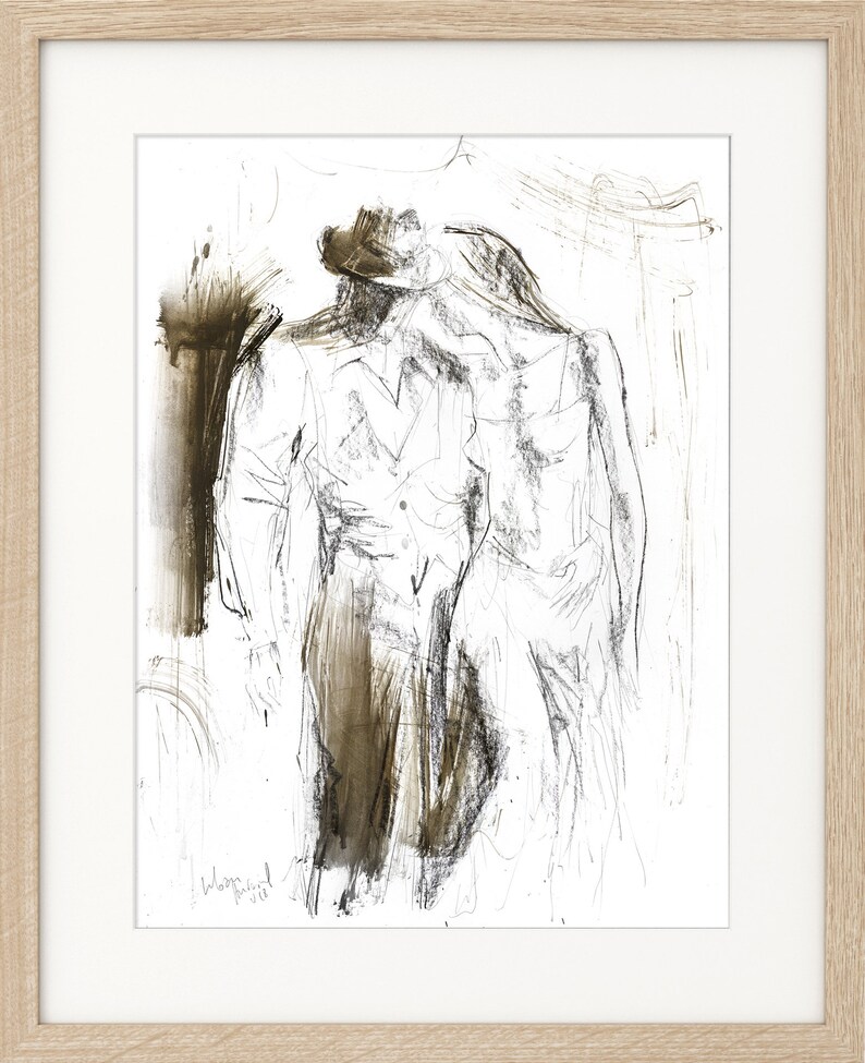 Man and Woman Wall Art Couple Art Print Abstract Figure Art Etsy