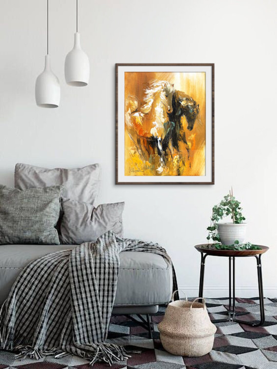 Horse Wall Art, Living Room Decor, Animal Painting Print, Horse Artwork ...