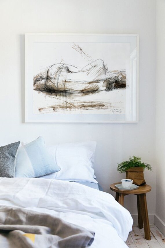Nude Sketch Woman Print Charcoal Drawing Bedroom Wall Decor Nude Print Wall Art Print Nude Woman Female Print Modern Nude Art Print